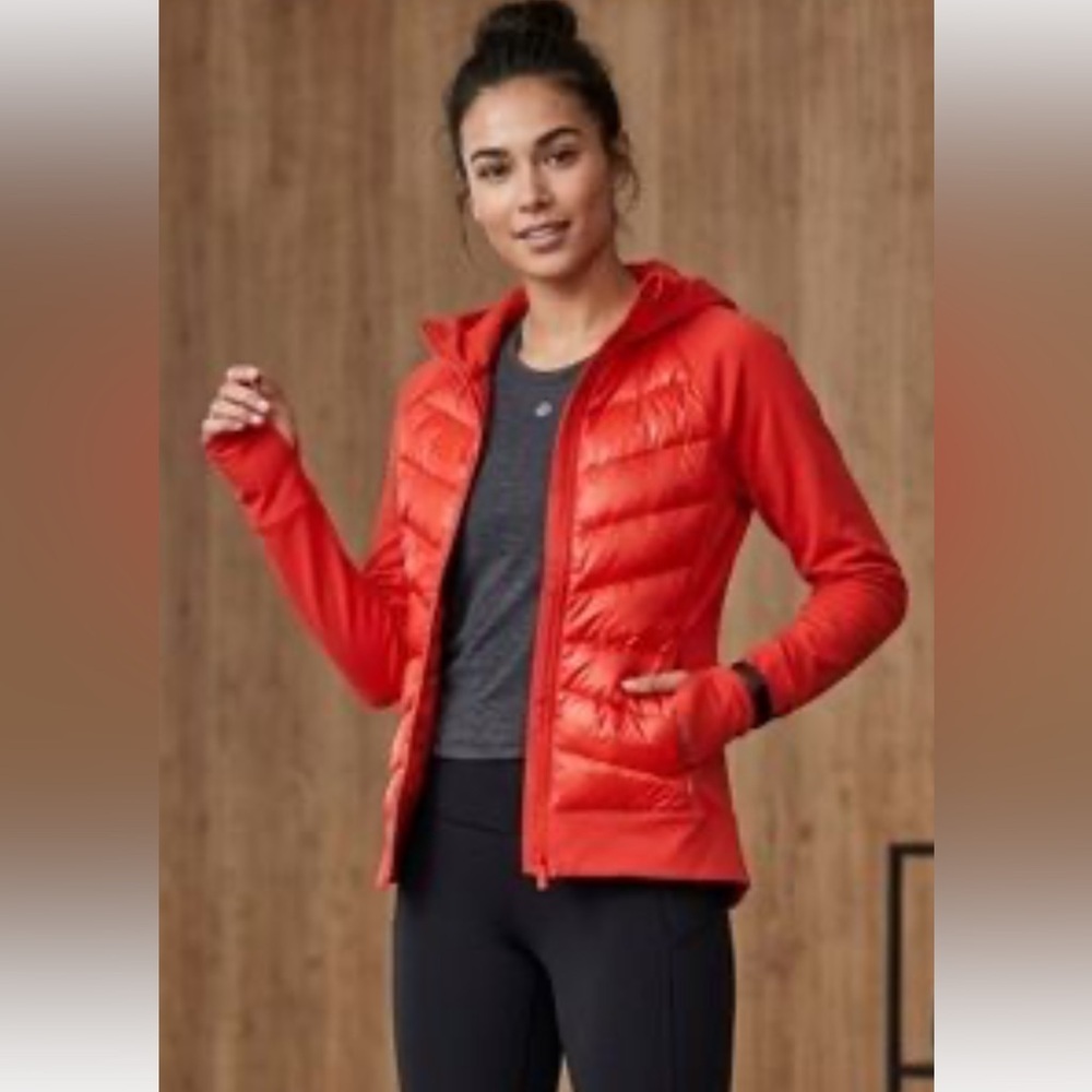 Lou & Gray Women’s orange Quilted Hybrid Hooded Jacket size L